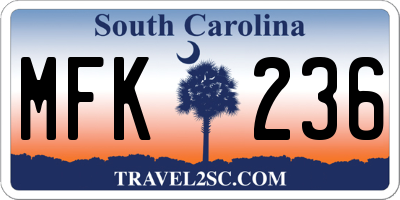 SC license plate MFK236