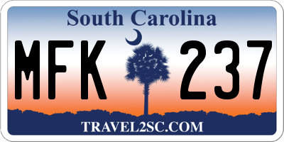 SC license plate MFK237