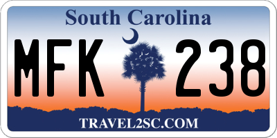 SC license plate MFK238