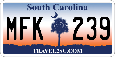 SC license plate MFK239