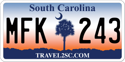 SC license plate MFK243