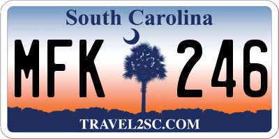 SC license plate MFK246