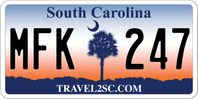SC license plate MFK247