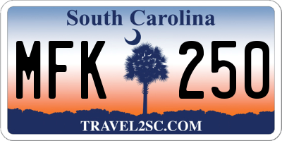 SC license plate MFK250