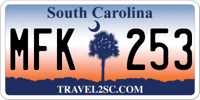 SC license plate MFK253