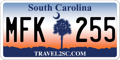 SC license plate MFK255