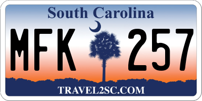 SC license plate MFK257