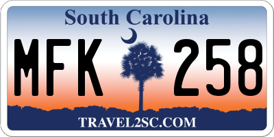 SC license plate MFK258