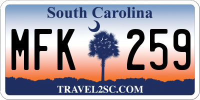 SC license plate MFK259