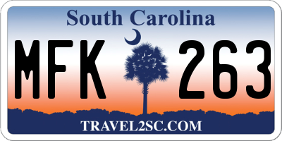 SC license plate MFK263