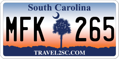 SC license plate MFK265