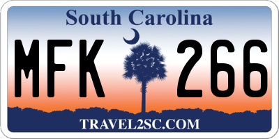 SC license plate MFK266