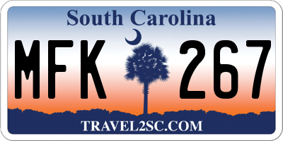 SC license plate MFK267