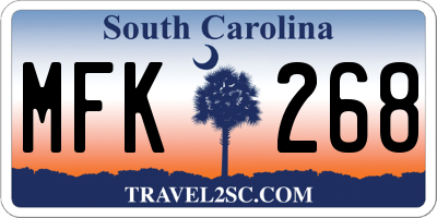 SC license plate MFK268