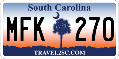 SC license plate MFK270