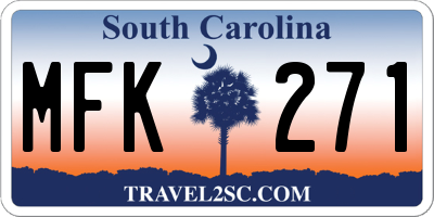 SC license plate MFK271