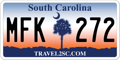 SC license plate MFK272