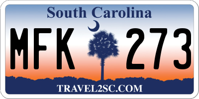 SC license plate MFK273