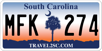 SC license plate MFK274