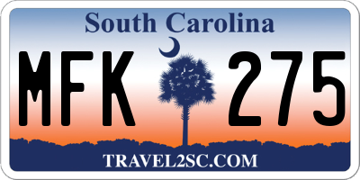 SC license plate MFK275