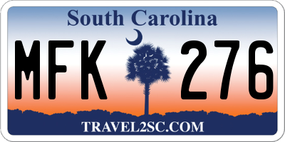 SC license plate MFK276