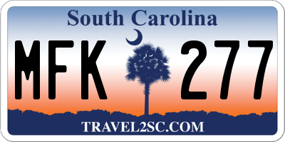 SC license plate MFK277