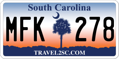 SC license plate MFK278