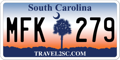 SC license plate MFK279