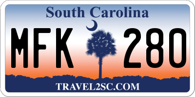 SC license plate MFK280