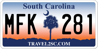 SC license plate MFK281