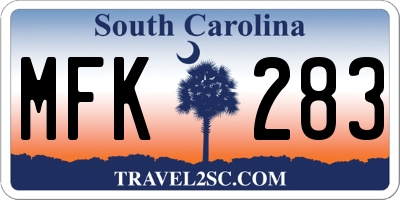 SC license plate MFK283