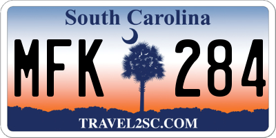 SC license plate MFK284