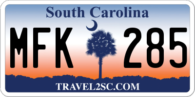 SC license plate MFK285