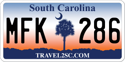 SC license plate MFK286