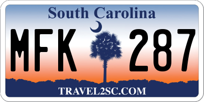 SC license plate MFK287