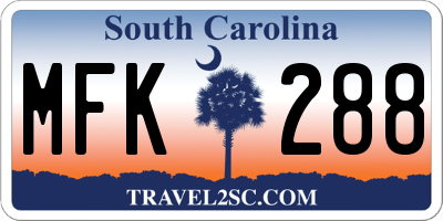 SC license plate MFK288