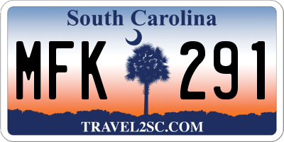 SC license plate MFK291