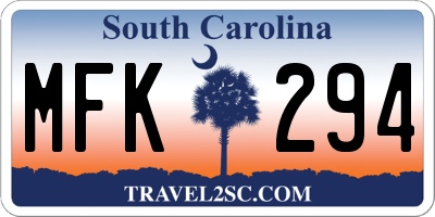 SC license plate MFK294