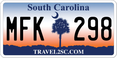 SC license plate MFK298