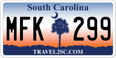 SC license plate MFK299
