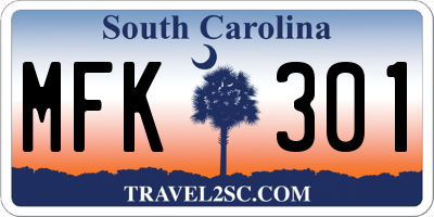 SC license plate MFK301