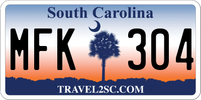 SC license plate MFK304