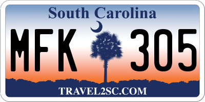 SC license plate MFK305