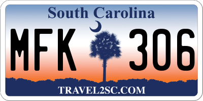 SC license plate MFK306