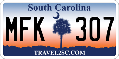 SC license plate MFK307