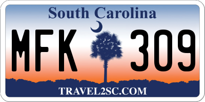 SC license plate MFK309
