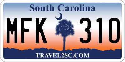 SC license plate MFK310