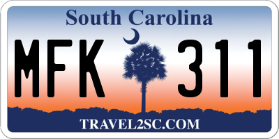SC license plate MFK311