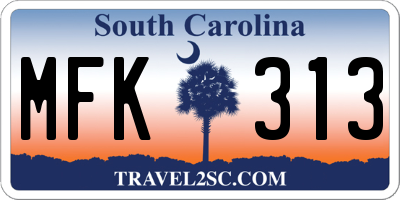 SC license plate MFK313