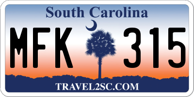 SC license plate MFK315